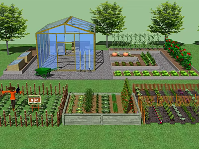 Modern Vegetable Garden Rural Courtyard Nongjiale Agricultural Orchard Farm Picking Field Vegetable Farm Vegetable Garden 3d model