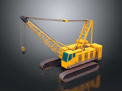 Yellow Crawler Crane With Large Boom And Heavy Duty Tracks For Construction 3d model