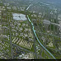 Aerial View Of Large Modern Planned Urban Zone With Exhibition Center Railway Station And Airport