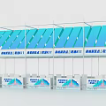 Temporary Promotional Exhibition Booths With Blue Canopy And Sales Displays