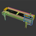Modern Wooden Bench With Yellow Accents Black Seat And Metal Armrests