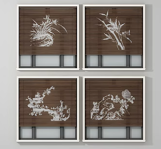 New Chinese-style Venetian Blinds Plum, Orchid, Bamboo and Chrysanthemum Venetian Blinds 3d model