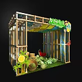 Jung Mart Farm Booth With Wooden Frame Fresh Fruits And Crab Decoration