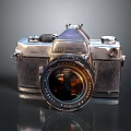 Vintage Minolta Electronic Camera With Classic Lens And Retro Metal Body