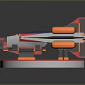 Sci Fi Spaceship Model With White Red Blue Orange Design And Thrusters On Circular Base 3d model