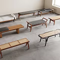 Quiet and Ancient Style Bench Woven Stool Shoe Changing Stool Bed End Stool Soft Bed 3d model