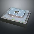 Simple Square Concrete Base Structure With Sunken Center And Small Green Plants