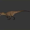 Realistic Brown Dinosaur 3D Model With Open Mouth Sharp Teeth And Long Tail