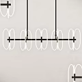 Modern Linear Chandelier With White Rings And Black Metal Frame For Interior Design