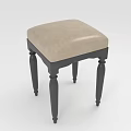 Elegant Minimalist Stool With Beige Padded Seat And Dark Wooden Legs Design