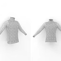 Gray and White Diamond Pattern Turtleneck Sweater Front and Back