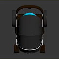Modern Stroller With Gray Canopy Blue Lighting And Brown Frame Wheels 3d model
