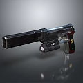 Modern Tactical Pistol with Black Barrel Red Grip Metallic Components and Sleek Design