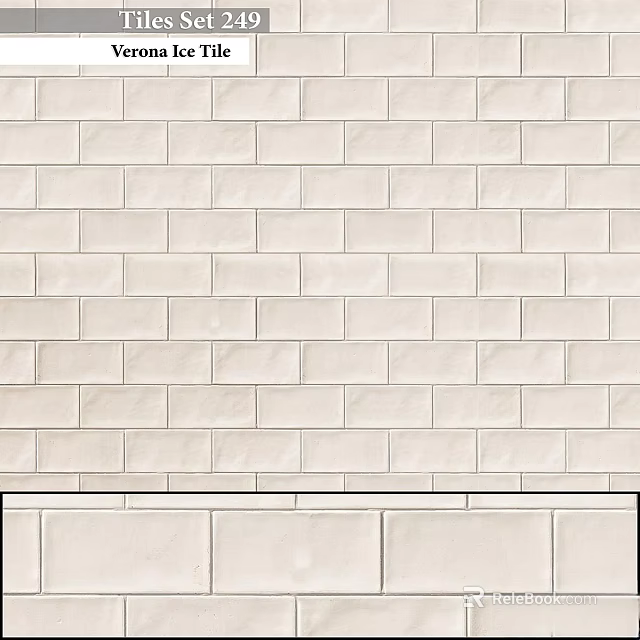 White Brick Wall Components With Textured Tiles For Interior Design Projects 3d model 