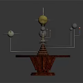 Artistic Exquisite Ornament Set With Metal Stands Multiple Spheres And Circular Base