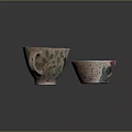Decorative Cups with Colorful Patterns Flowers Bird Cactus and PUNK DREAM Text Design
