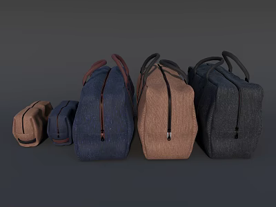 Assorted Colored Fabric Bags In Various Sizes With Handles And Zippers 3d model