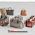 Assorted Fashionable Bags Featuring Leather Handbags Backpack Woven Duffel In Gray Brown Tan