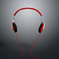 High Quality Red Wired Over Ear Computer Headphones With White Black Accents