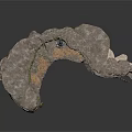 Natural Rocky Landscape Structure With Mossy Greenery And Cave Like Recess
