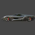 Futuristic Black Sports Car With Sleek Aerodynamic Body And Red Wheels