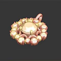 Elegant Golden Pendant with Central Gemstone and Surrounding Small Stones for Fashion Accessories