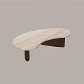 Stylish Curved Side Table With Marble Top And Wooden Legs Design