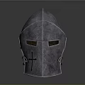 Medieval Knight Weapon Helmet With Metal Construction Pointed Top And Cross