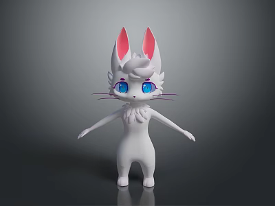 Cartoon Rabbit Game Movie Character With Big Blue Eyes And Pink Inner Ears 3d model
