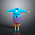 Fashionable Women's Blue Blazer Purple Skirt Outfit With Blue Shoes