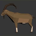 Low Poly Antelope 3D Model With Curved Horns And Geometric Design 3d model