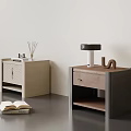 Two Modern Bedside Tables With Table Lamp Books And Decorative Objects 3d model