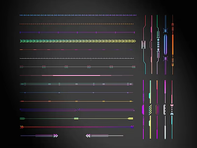 Colorful Vector Lines Set With Various Decorative Design Elements And Styles 3d model