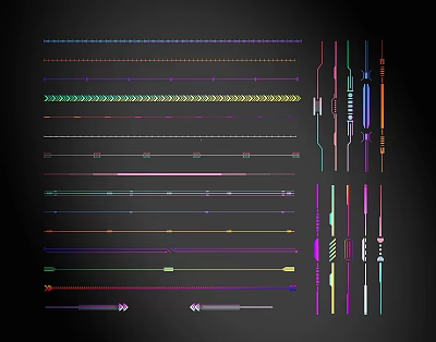 Colorful Vector Lines Set With Various Decorative Design Elements And Styles 3d model Colorful Vector Lines Set With Various Decorative Design Elements And Styles 3d model