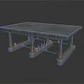Industrial Concrete Platform With Reinforced Support Columns And Metal Pipes