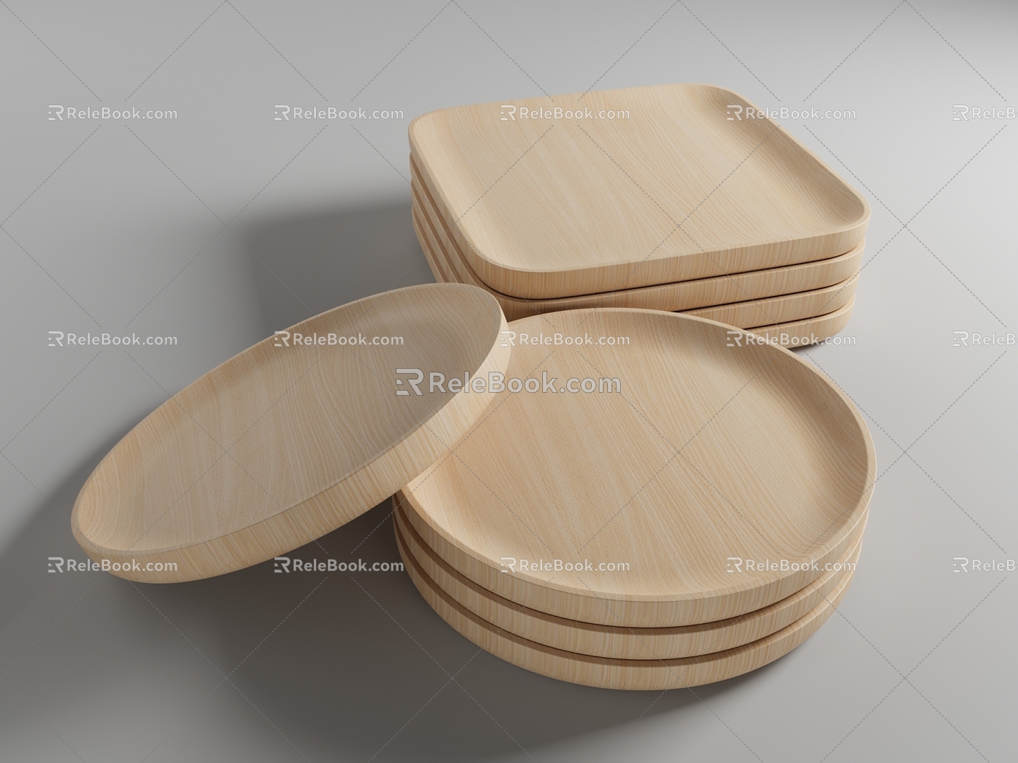 Japanese Wooden Dish Whole Wooden Dish Japanese Tray Cup Holder Dessert Plate Square Tray Square Dish Tray 3d model