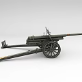 Vintage Military Weapon Old Cannon With Metal Wheels Long Barrel And Wooden Carriage