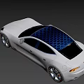 Silver Car With Blue Hexagonal Roof Sleek Exterior Design And Alloy Wheels