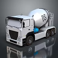 White Concrete Mixer Truck With DS Logo Mixing Drum And Ladder
