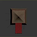 Brown Canvas Tent With Red Awning And Wooden Poles For Outdoor Camping Design