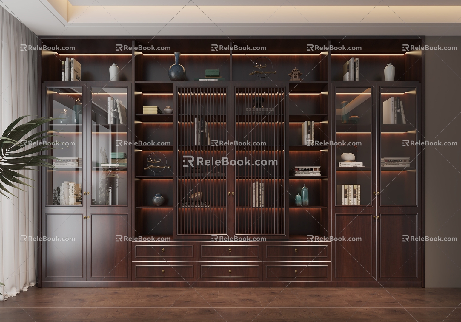 New Chinese Bookcase 3d model