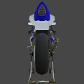 Yamaha R6 Sporty Motorcycle With Blue And White Body Gold Wheels And Black Seat