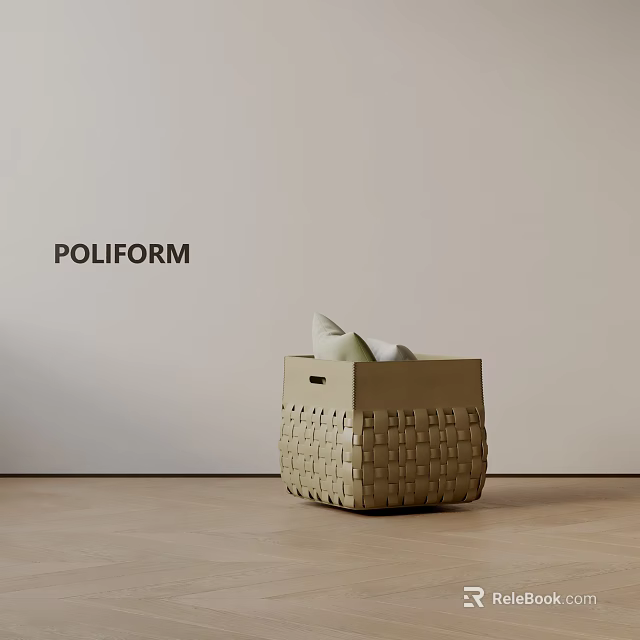 POLIFORM Side Table with Woven Design and White Items on Top in Modern Style 3d model 