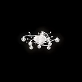 Modern Ceiling Light With Curved Metal Arms Transparent Glass Globes And Crystal Accents