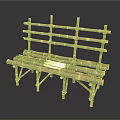 Handcrafted Bamboo Bench With Rustic Design And Natural Wooden Structure 3d model