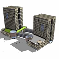 Two Modern Office Buildings Featuring Connected Structure Green Courtyard And Pedestrian Plaza