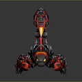 Epic Scorpion Game Movie Character With Red Glowing Metallic Armor And Fiery Stinger Design