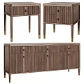 Modern Storage Sideboards With Striped Doors Metal Legs In Brown Black Gray