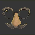 Funny Household Face Decoration With Black Glasses Pink Nose And Black Mustache