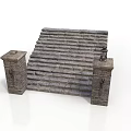 Ancient Stone Steps Structure With Ornate Pillars And Classic Lanterns 3d model